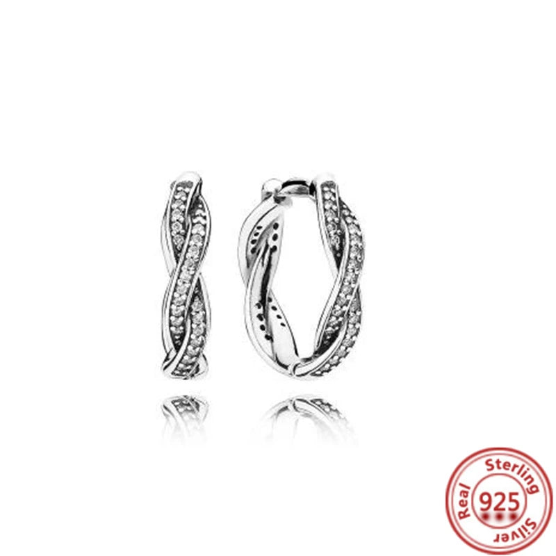 Hot Sale 925 Sterling Silver Heart Earrings Fit Original Charms Hoop Earrings For Women Girls Stud Earring Fine Jewelry Gifts Pi-Mart