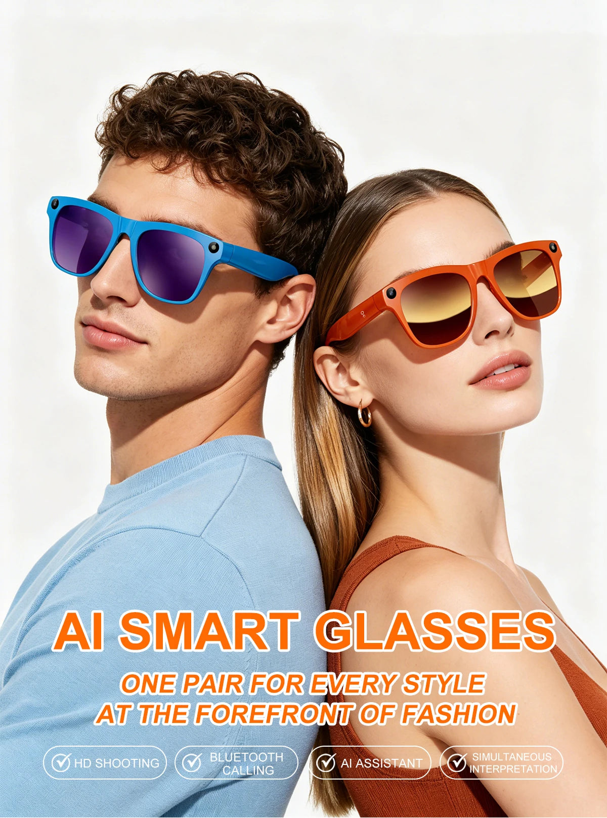 Lenovo Upgrade Smart AI Glasses 800W HD 8K Shooting Camera Photo Video Voice Call Translation Bluetooth AI Motorcycle Glasses Pi-Mart