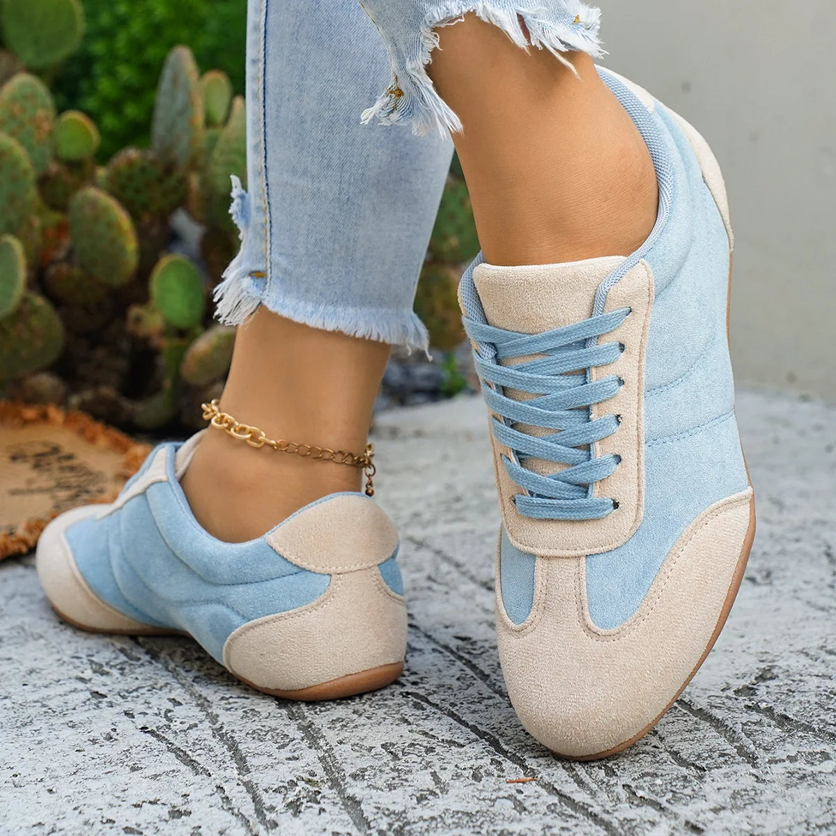 Women's Casual Flat-soled Non-slip Wear-resistant Sport Shoes Spring Autumn Round-toe Soft and Comfortable Women Single Shoes Pi-Mart
