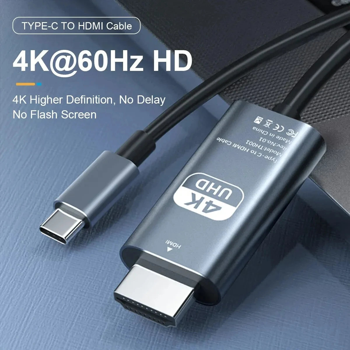 4K HD Video Conversion Cable Typec To Hdtv Same Screen Cable TV Computer 2 Meters Braided Screen Projection Cable Pi-Mart
