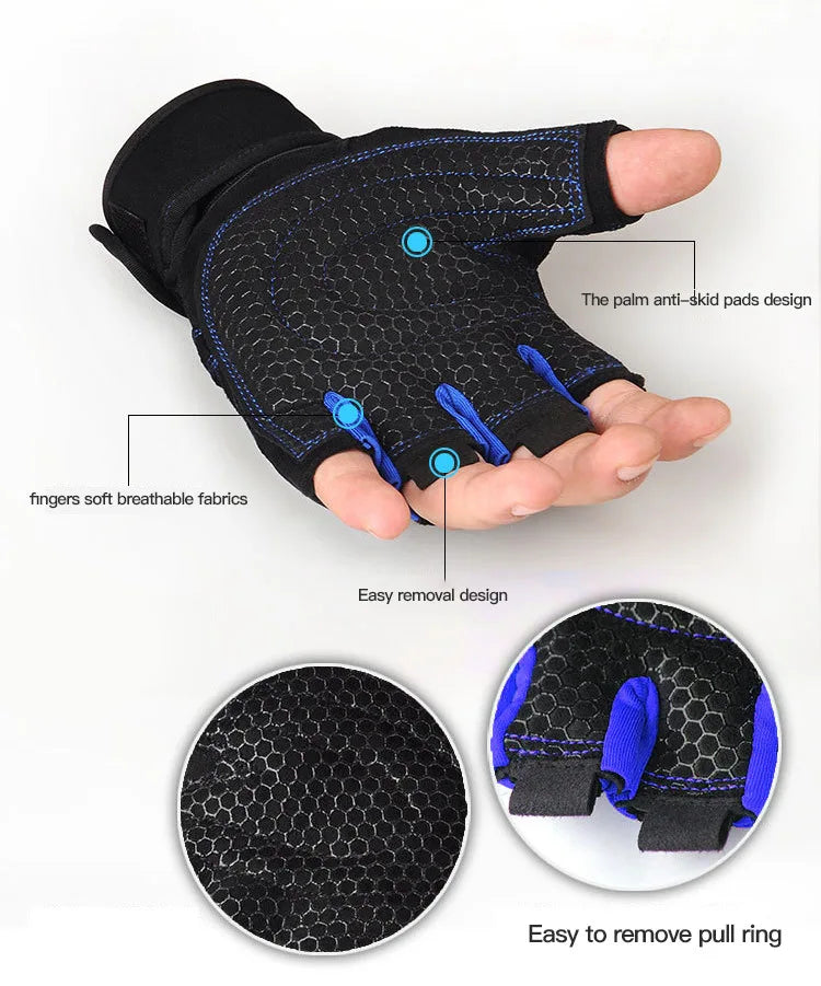 Gym Gloves for Men Women Fitness Weight Lifting Wristband Gloves Body Building Training Sports Exercise Cycling Glove Shockproof Pi-Mart