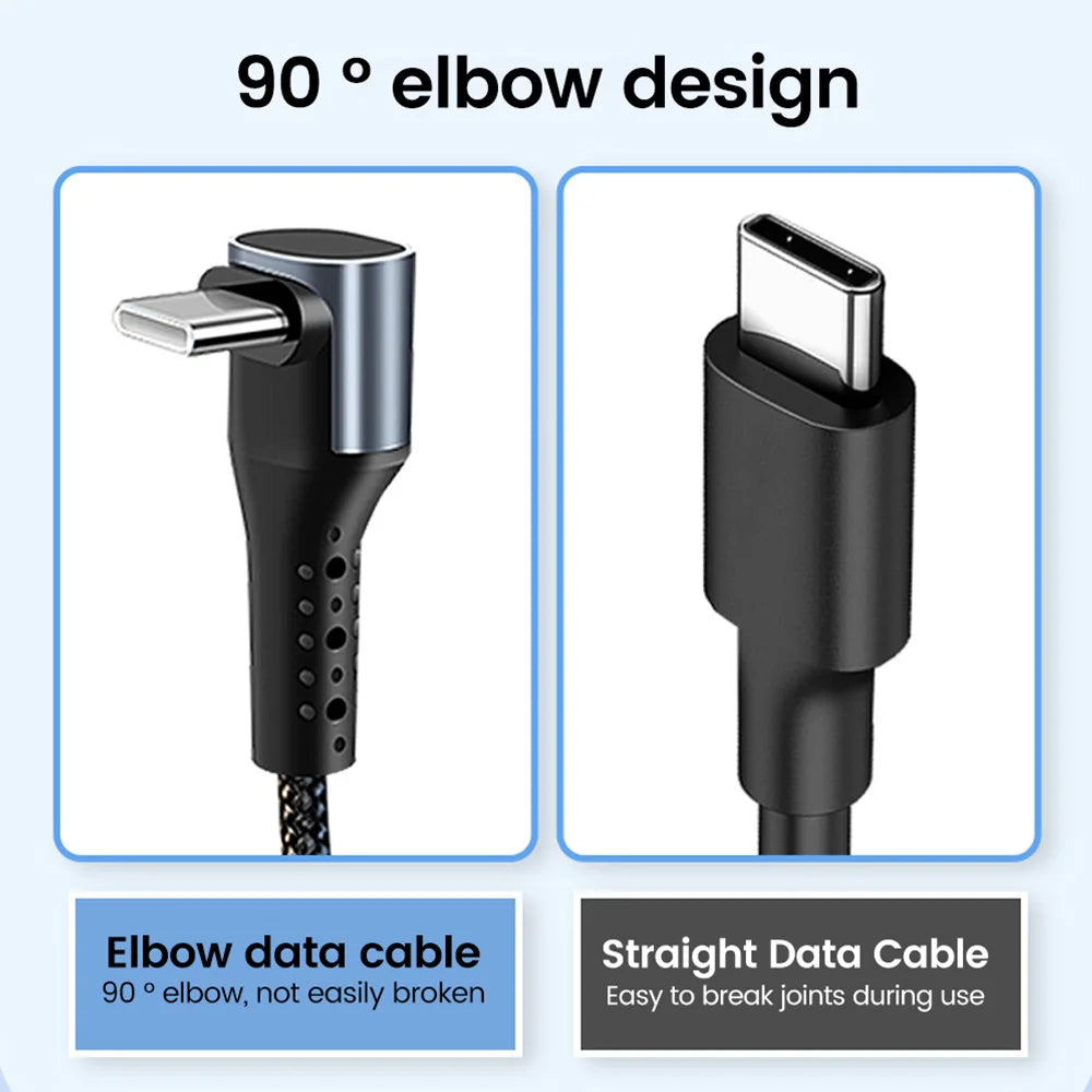 Crouch 90 Degree Short Cable USB Type C To Type C 6A 66W Fast Charge 25CM 50CM Power Bank USB C Cable For iphone Huawei Xiaomi Pi-Mart