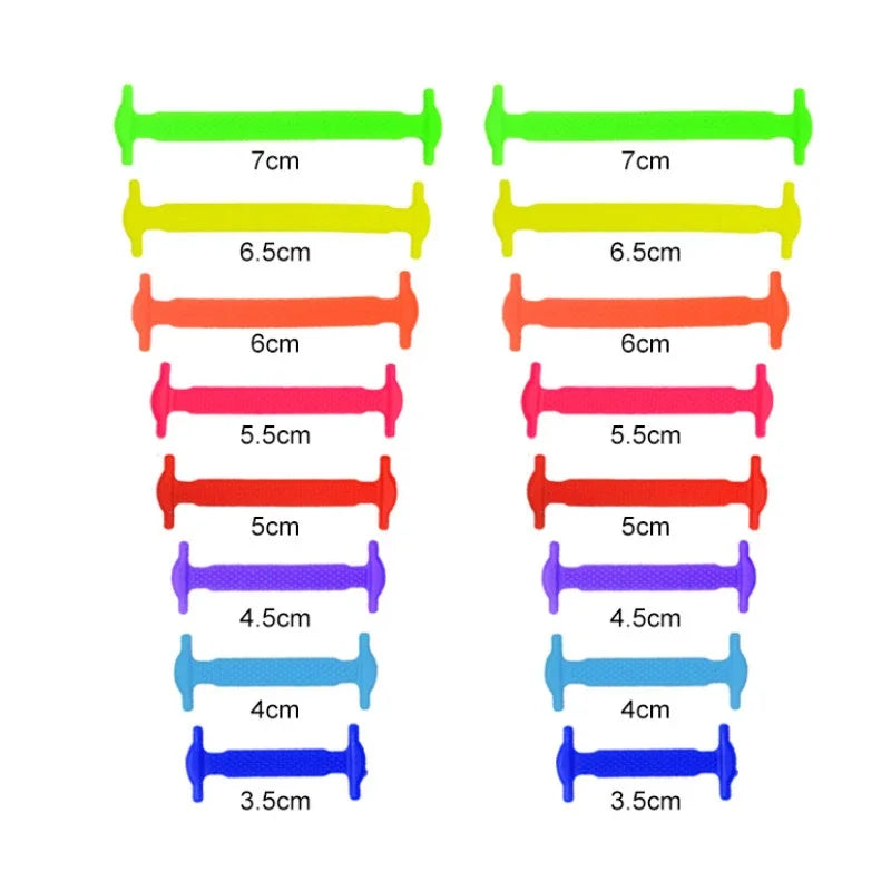 16pcs Lazy Shoelace Silicone Quick Lace Elastic Women Men No Tie Kids Adult Sneakers Lacing Shoelace Buckle Shoes Accessories LadyShow.Store