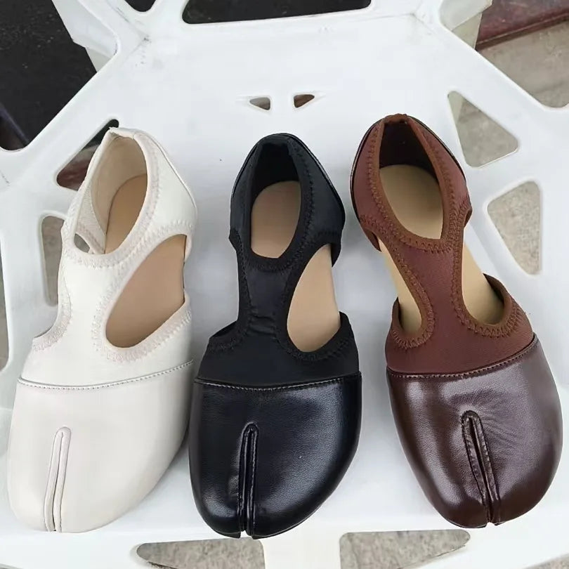 Women Brand Mary Janes Shoes Summer Split Toe Tabi Walking Sneakers Casual Splicing Loafers Designer Ballet Flats Shoes балет Pi-Mart