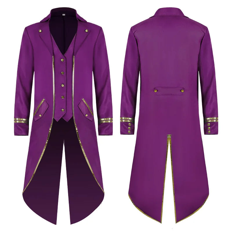 Men's Classic Medieval Vintage Tailcoat Halloween Cosplay Victorian Renaissance Style Steampunk Medieval Jacket Costume Pi-Mart