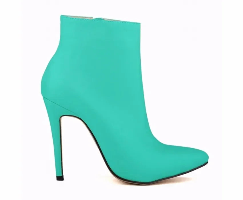 Women Short Boots Pumps Sexy Pointed Toe Side Zipper Super High Heels Stiletto 2026 Female Party Ankle Boot Shoes Botas De Mujer Pi-Mart