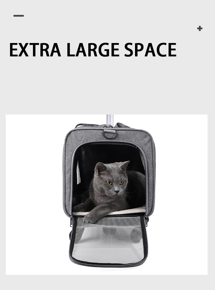 Pet Carrier with Wheels for Dogs Up To 15lbs & Cat  Airline Approved Dog Carrier Rolling Pet Carrier Foldable Pet Stroller Pi-Mart