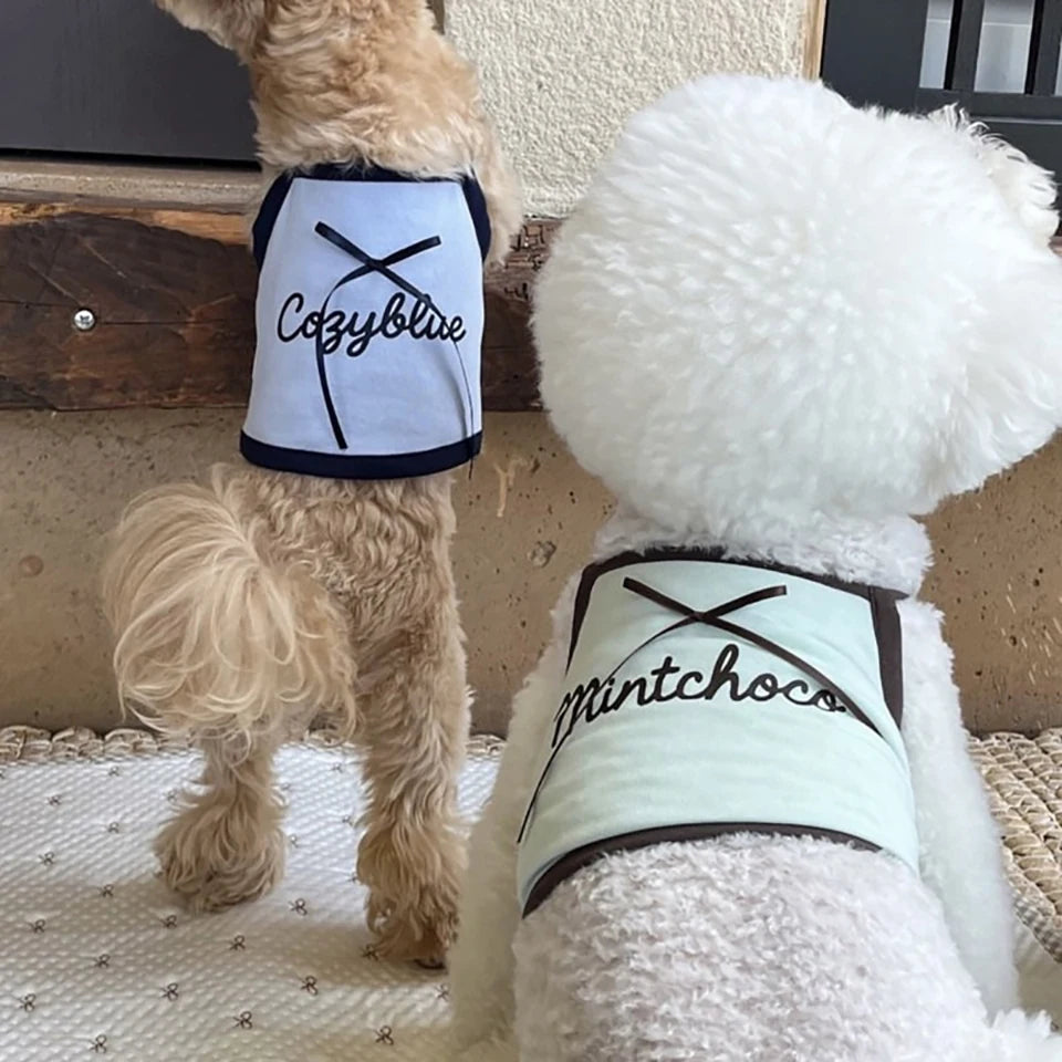 Summer Letter Printed Puppy Sling Breathable Teddy Vest Small Dog Bow T-shirt Casual Dog Clothes Pet Supplies Pi-Mart