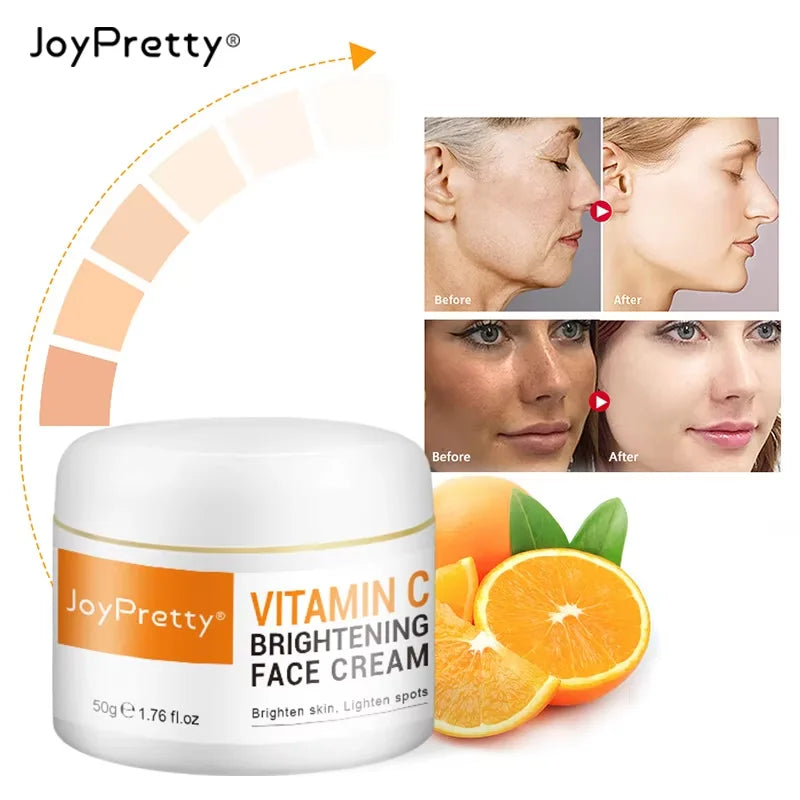 JoyPretty Vitamin C Face Cream Whitening Hyaluronic Acid Moisturizing Dark Spot Remover Brightening Facial Cream Skin Care 50g Pi-Mart