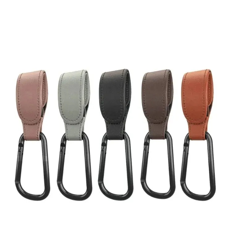 2Pcs Leather Cart Hooks Baby Stroller Hook PU Adjustable Pram Hook Organizer Diaper Bag Hanger Children Travel Accessories Pi-Mart