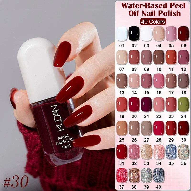 10ml Water-Based Peel Off Nail Polish 40 Colors Long Lasting Quick Drying No Need of Lamp to Cure Nail Supplies Manicure Nails Tri Light Beauty