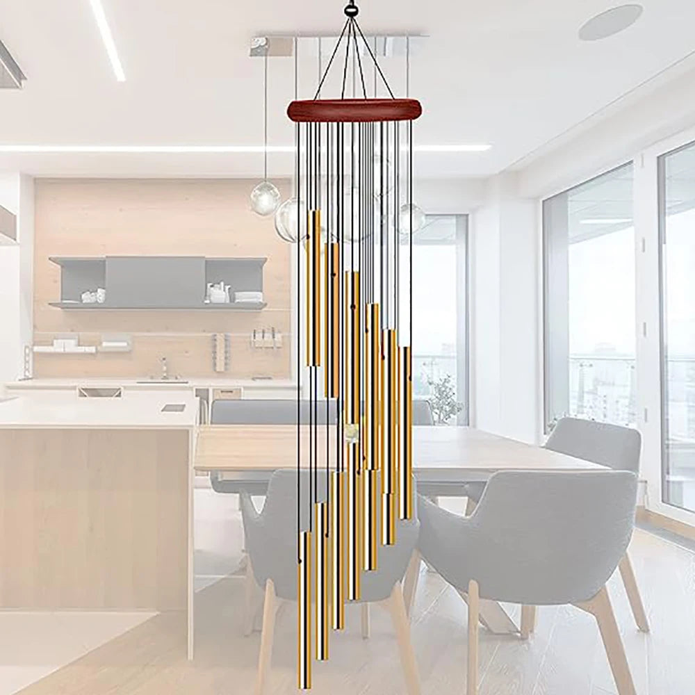 1piece 12 Tubes Aluminum Alloy Wind Chimes with Hook Gold/silver Bells for Outside Home Wedding Party Memorial Decoration Gifts Pi-Mart