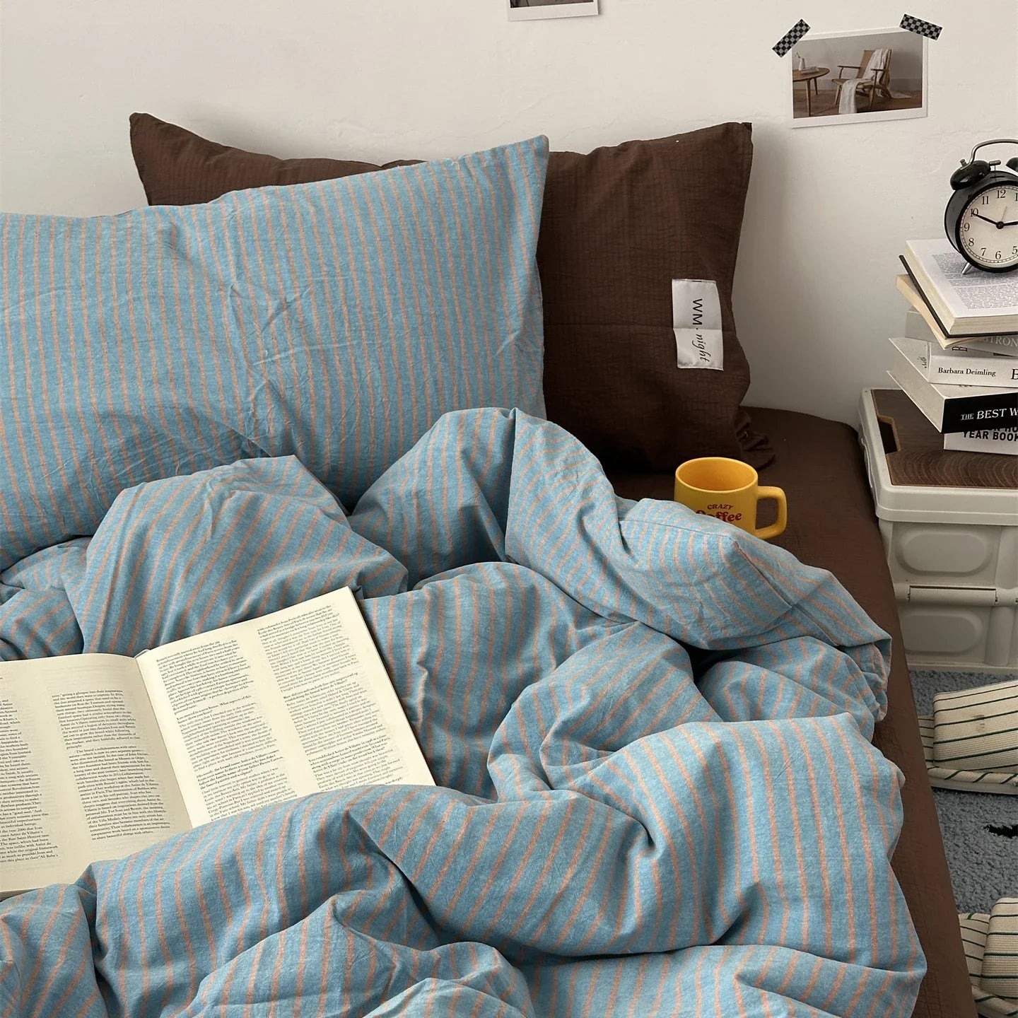 Stripe Bedding Comforter Set with Pillowcase bed sheet Single Full Size Bed Linen Duvet Cover Set Queen/King Double Single Bed LadyShow.Store