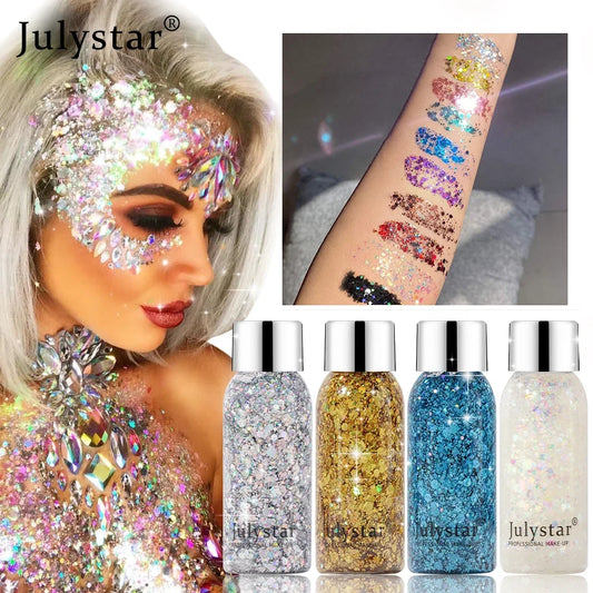 Glitter Eye Shadow Liquid Face Body Sequins Gel Long-Lasting Liquid Face Shimmer Multicolor For Party Music Festival Makeup 30ML Tri Light Beauty