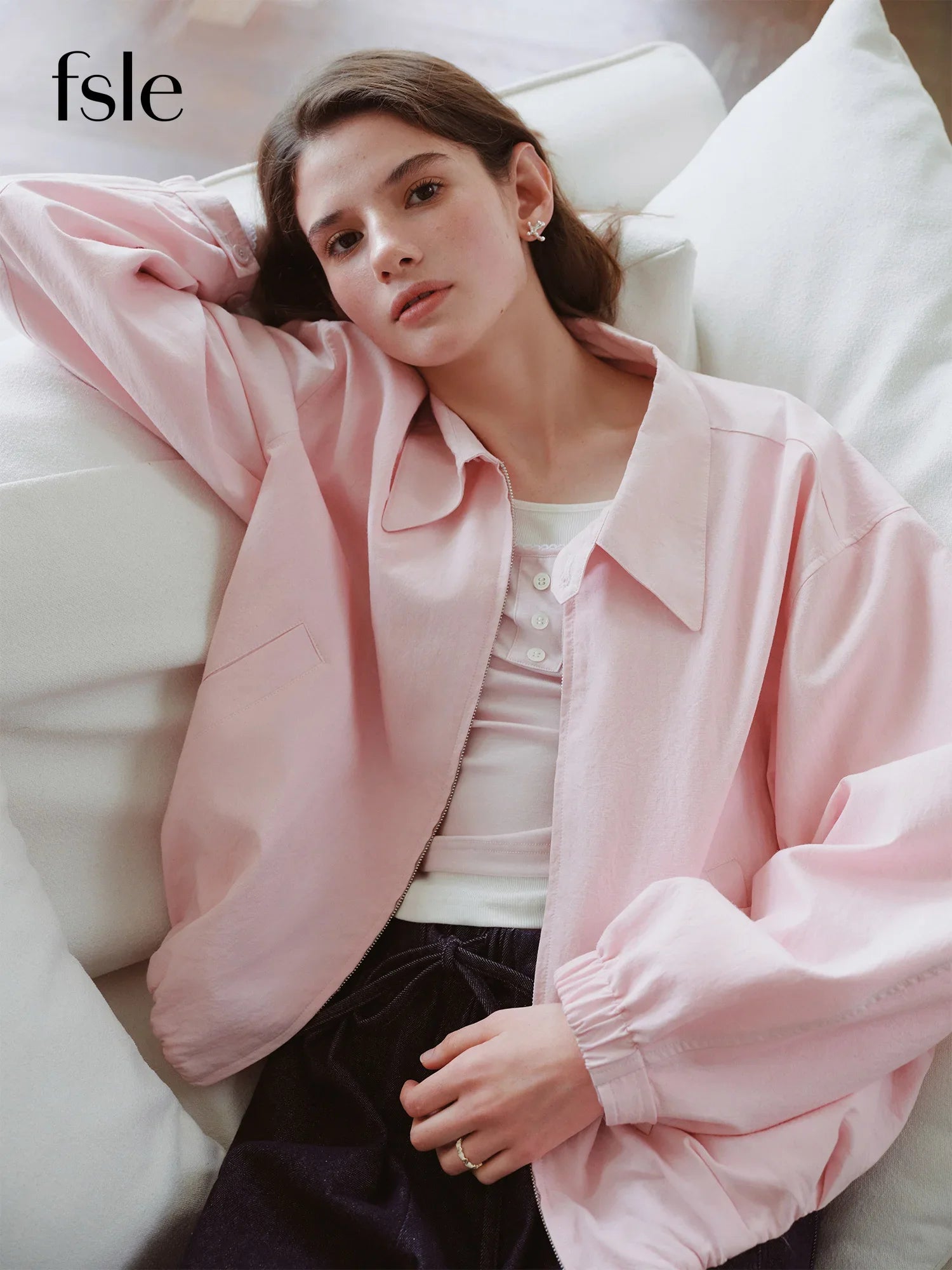 FSLE 2025 New French Barn-Style Raw Glamour Short Jacket Women's Spring Autumn New Arrival Loose Fit Oversize Workwear Coat LadyShow.Store