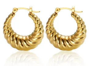 Luxury Shiny Zircon Hoop Earrings for Women Trendy Golden Stainless Steel Wed Ear Geometric Circle Earring Jewelry Pendientes Pi-Mart