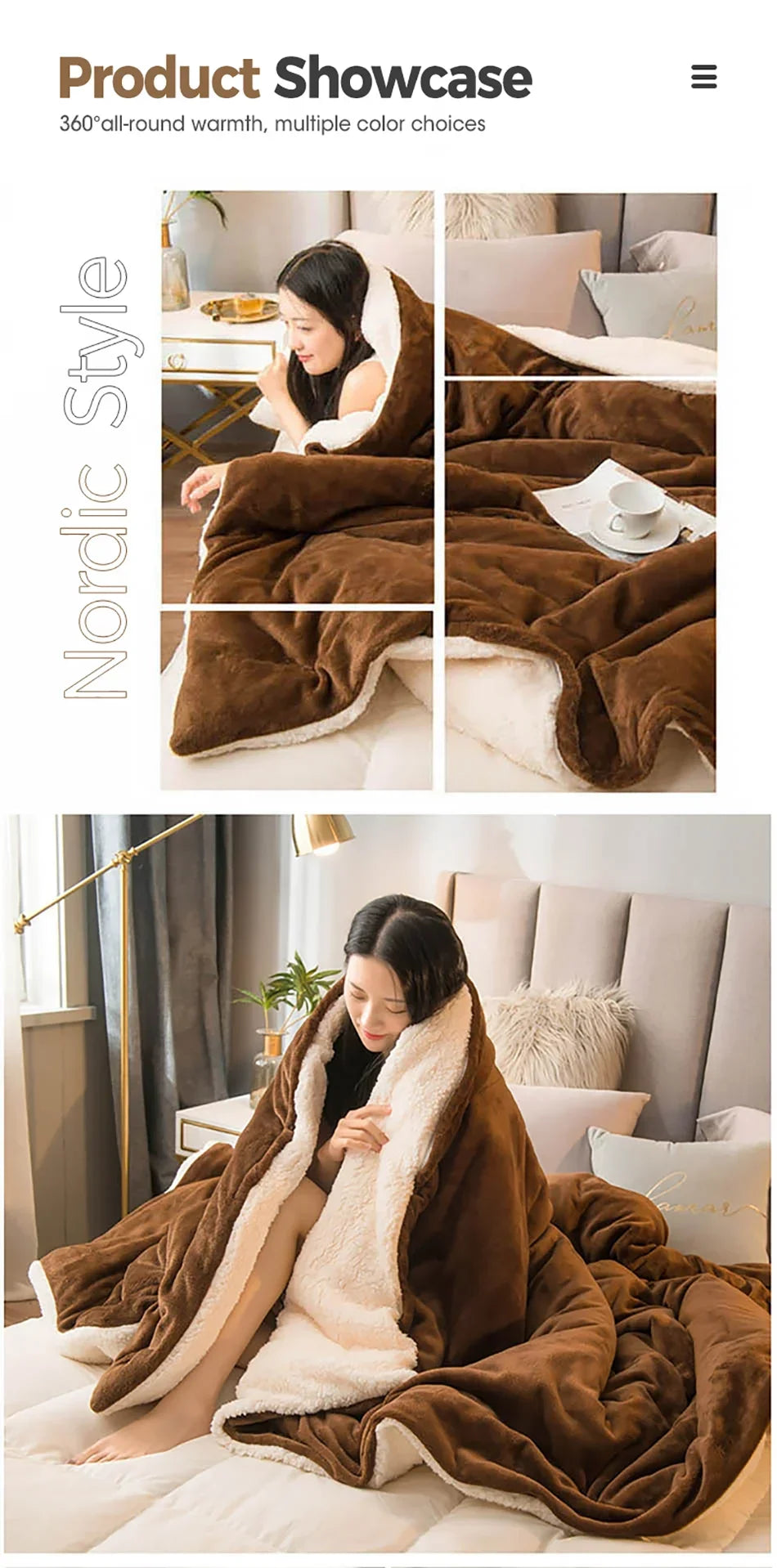 Wool Throw Blanket Keep Warm Winter Bed Blankets Double Sided Queen Duvet Cover Camping Double Bed Cover Bedspread On The Bed Pi-Mart
