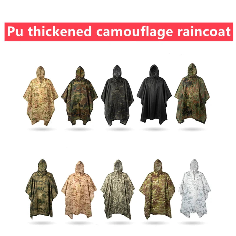 Man Military Impermeable Zipper Camo Raincoat Waterproof Rain Coat Men Raincoat Women Awning The Rain Motorcycle Rain Poncho Pi-Mart