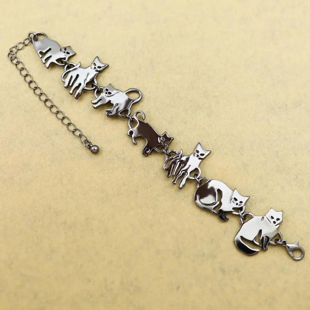 Clearance_Cat Pendant Charm Chain Link Bracelets For Women Cowgirl Cuff Bangles Fashion Jewelry Egyptian Bastet Pulseira Accesso Pi-Mart