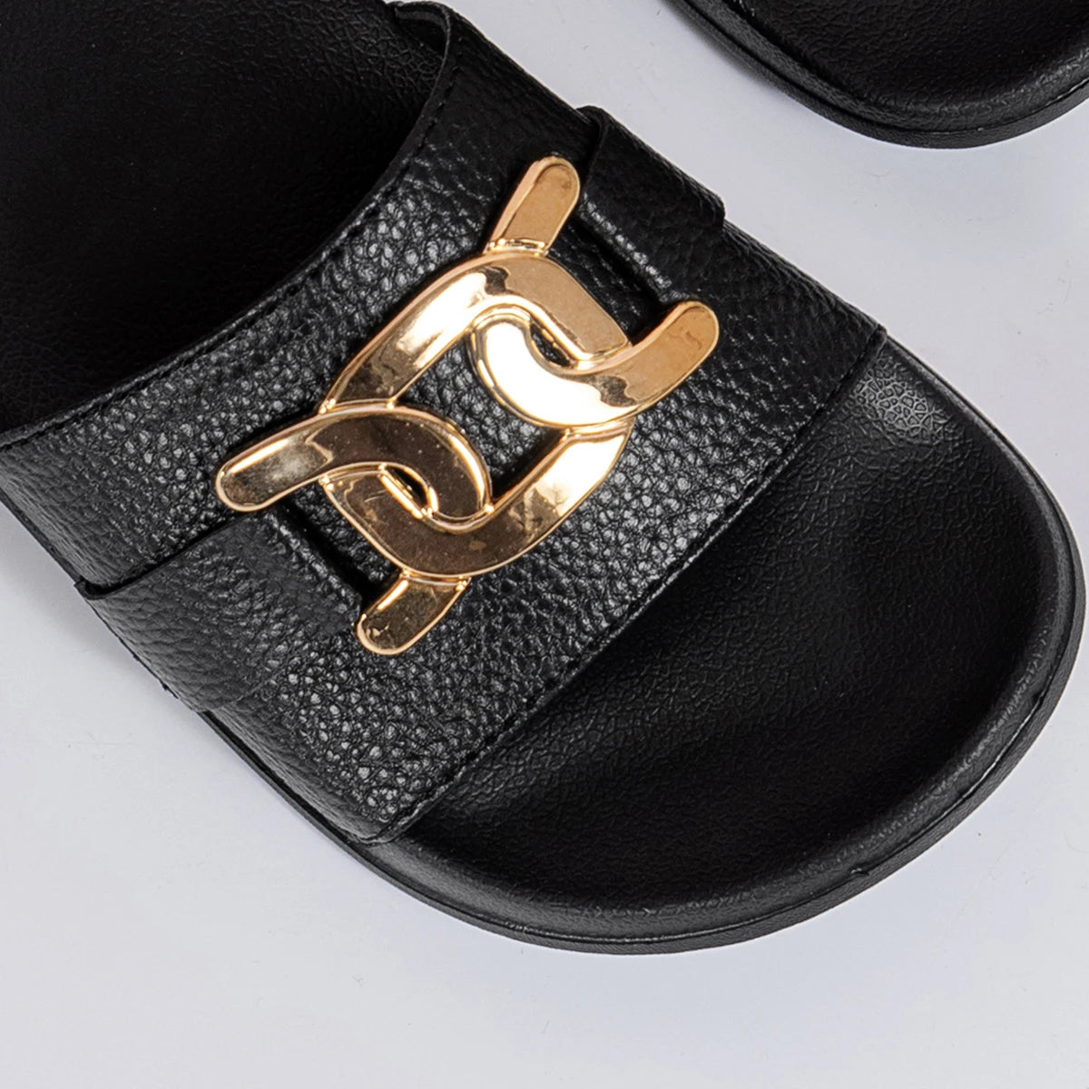 Women Summer Fashion Golden Buckle Anti-Slip, Lightweight, Comfortable, Breathable Round-Toed Indoor and Outdoor Slippers Pi-Mart