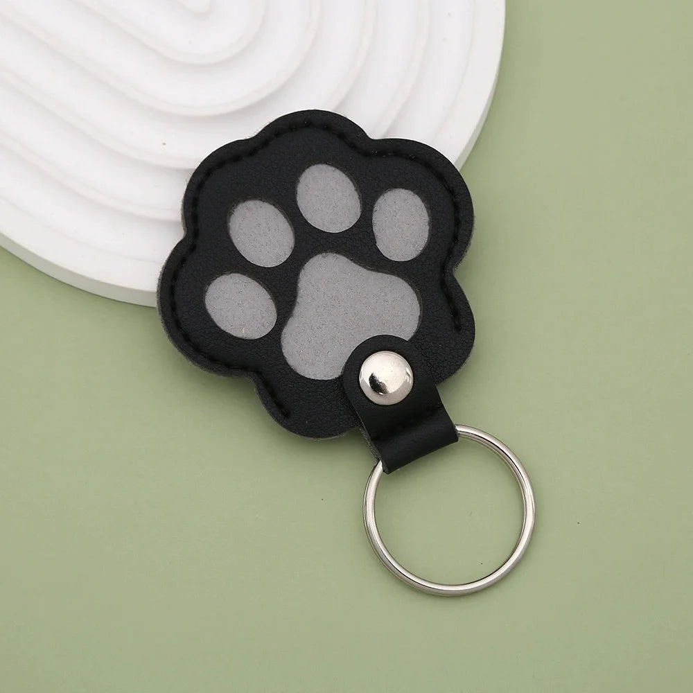 Cute Paw Print Pet Hair Memorial Keychain Leather Dog Cat Fur Holder Keepsake Key Ring Personalized Pet Loss Memory Key Chains G Pi-Mart