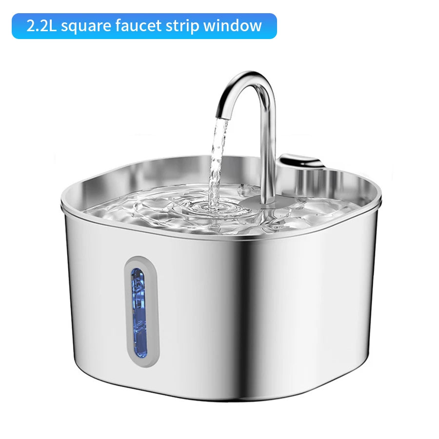 Large Capacity Cat Water Fountain Stainless Steel Automatic Pet Drinking Fountain for Indoor Cats Dogs Quiet Cat Water Dispener Pi-Mart