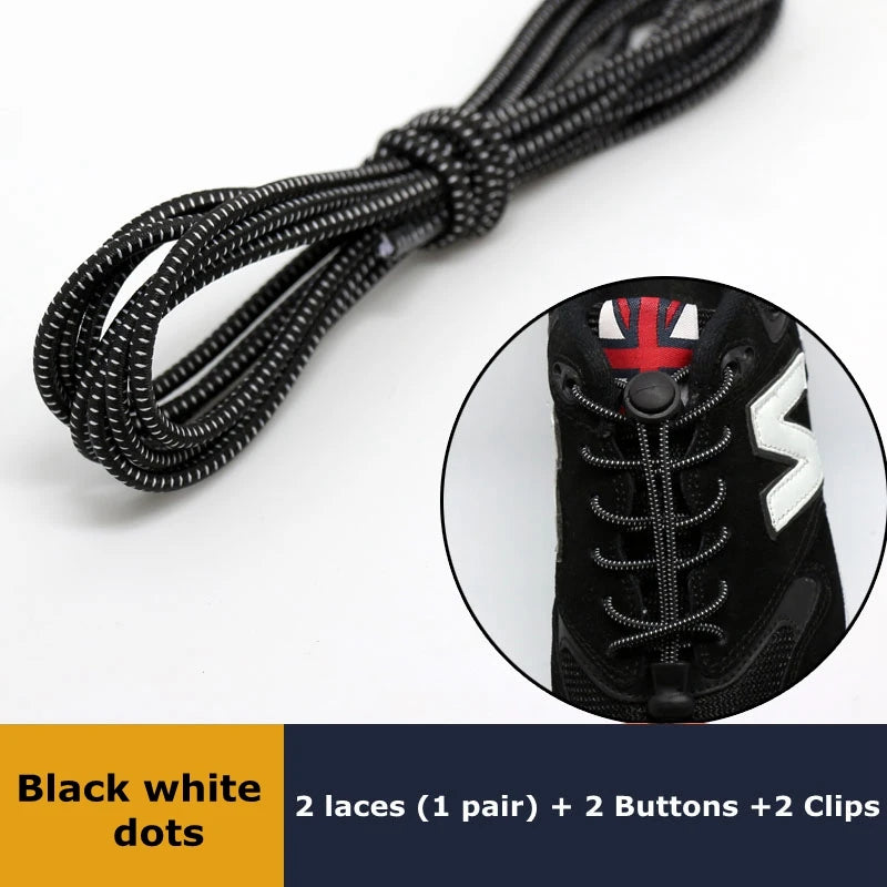 1Pair Shoelaces for Sneaker Elastic No Tie Shoe Laces Stretching Lock Lazy Laces Quick Rubber Shoelace Round Shoestrings Pi-Mart