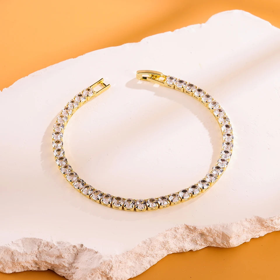 Fashion Zirconia Tennis Bracelet For Women Crystal Charm Designer Tennis Thin Chain Bracelet On Hand Wedding Jewelry Pi-Mart