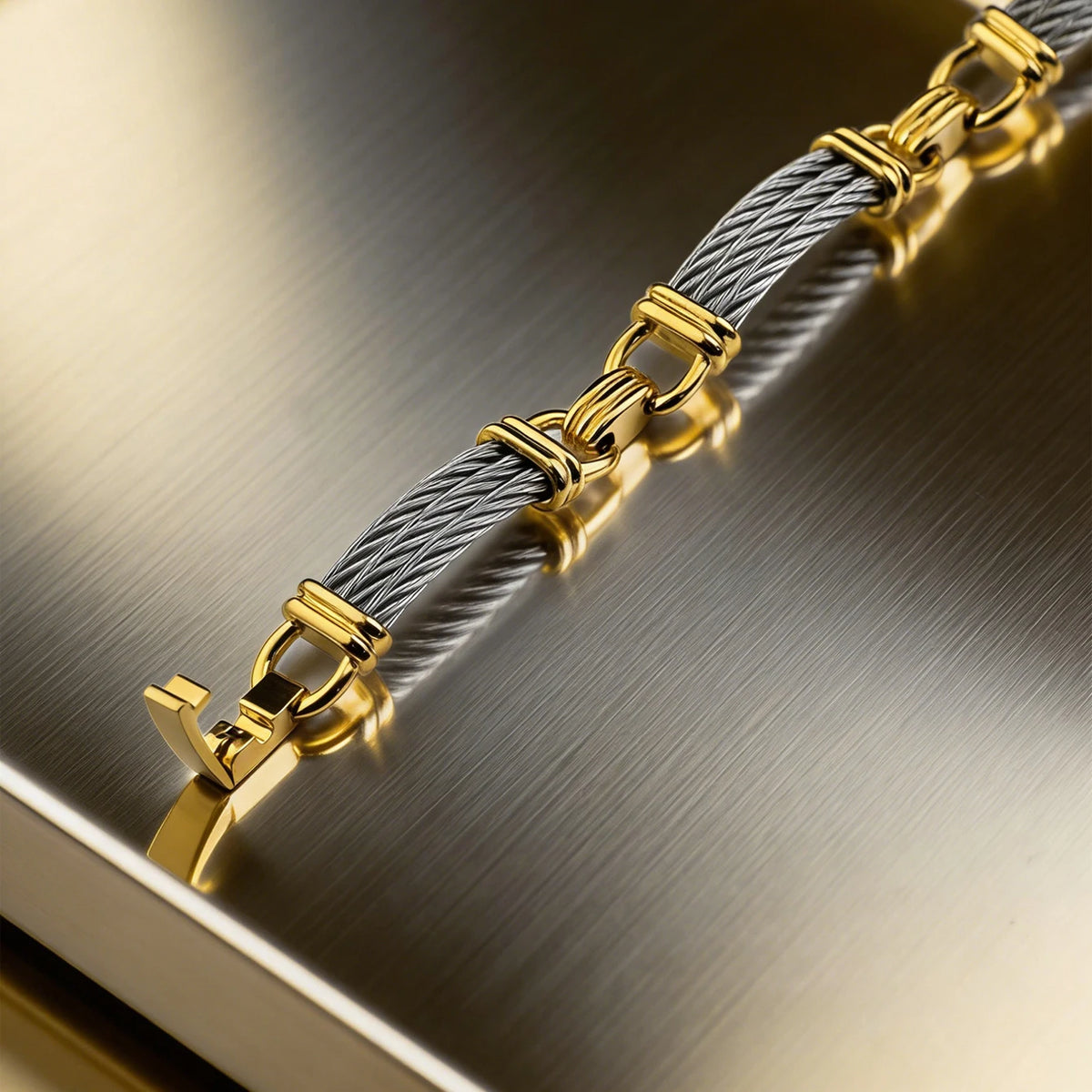 Unisex Stainless Steel Cable Bracelet: Designer-Inspired Twisted Cable, Classic and Elegant, with a Stainless Steel Clasp Pi-Mart