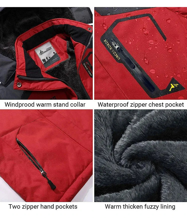 Men's Winter Parkas Outdoor Jacket Thicken Fleece Warm Waterproof Windbreaker Ski Jackets Climb Men Thick Coat Hot Sale Pi-Mart