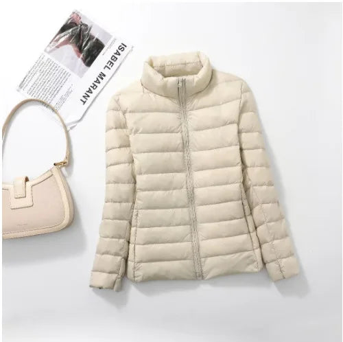 Light Down Coat Women Spring Jacket Fashion Short Ultra Lightweight Packable Puffer Coats Female Down Warm Slim Fit Parkas LadyShow.Store