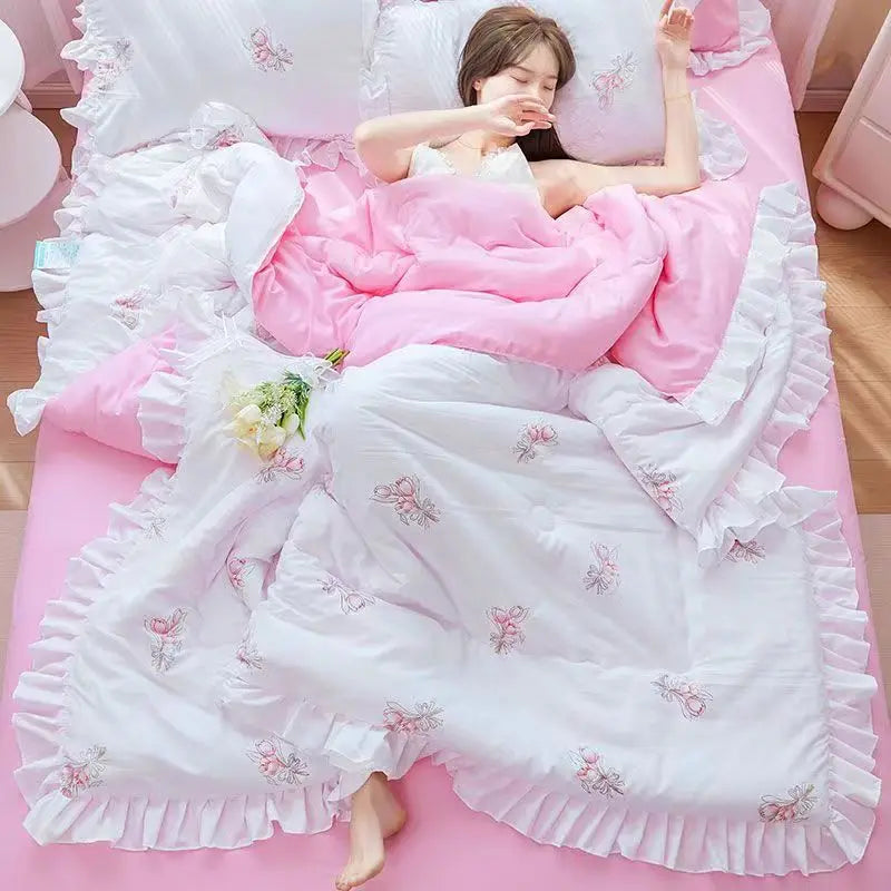 Summer Quilted Blanket Comforter Duvet Cover for Single Double Bed Air Condition Quilt Student Car Kids Adult Bed Cover Bedding Pi-Mart