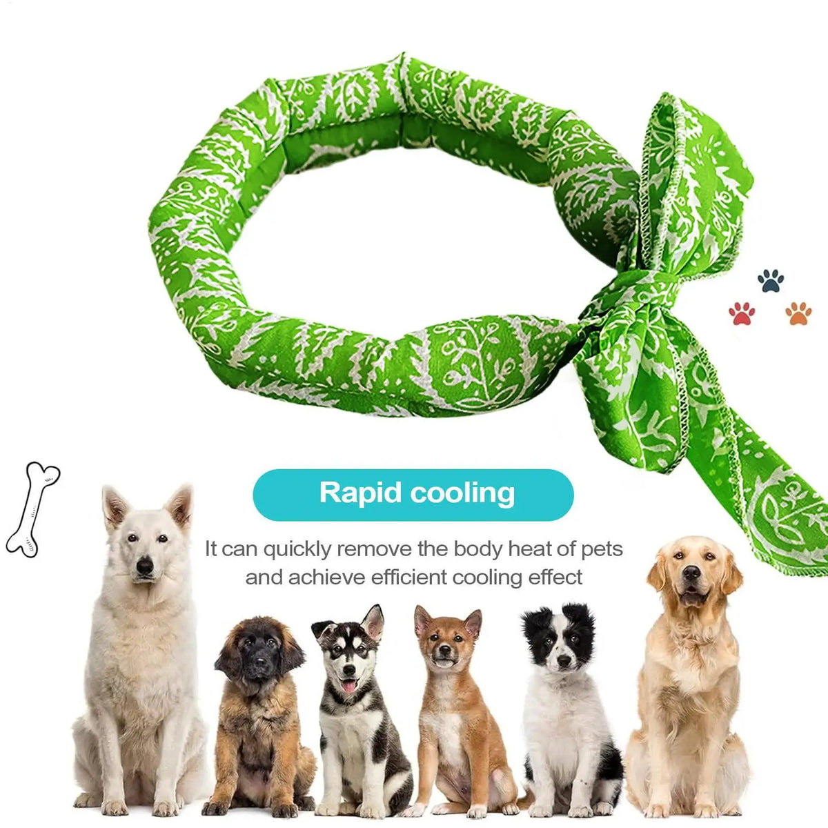 Pet Cooling Scarf Cute Dog Cooling Bandana Adjustable Fast Cooling Cat Cooling Ice Scarf Reusable Cat Collar Pet supplies Pi-Mart