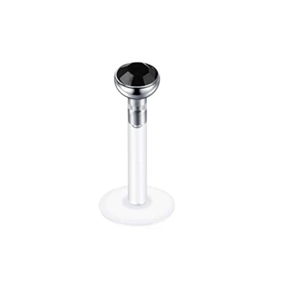 WKOUD 16G Stainless Steel Lip Labret Piercing Crystal Ball Monroe Lip Stud Helix Tragus Conch Piercing Cartilage Earrings Black Pi-Mart