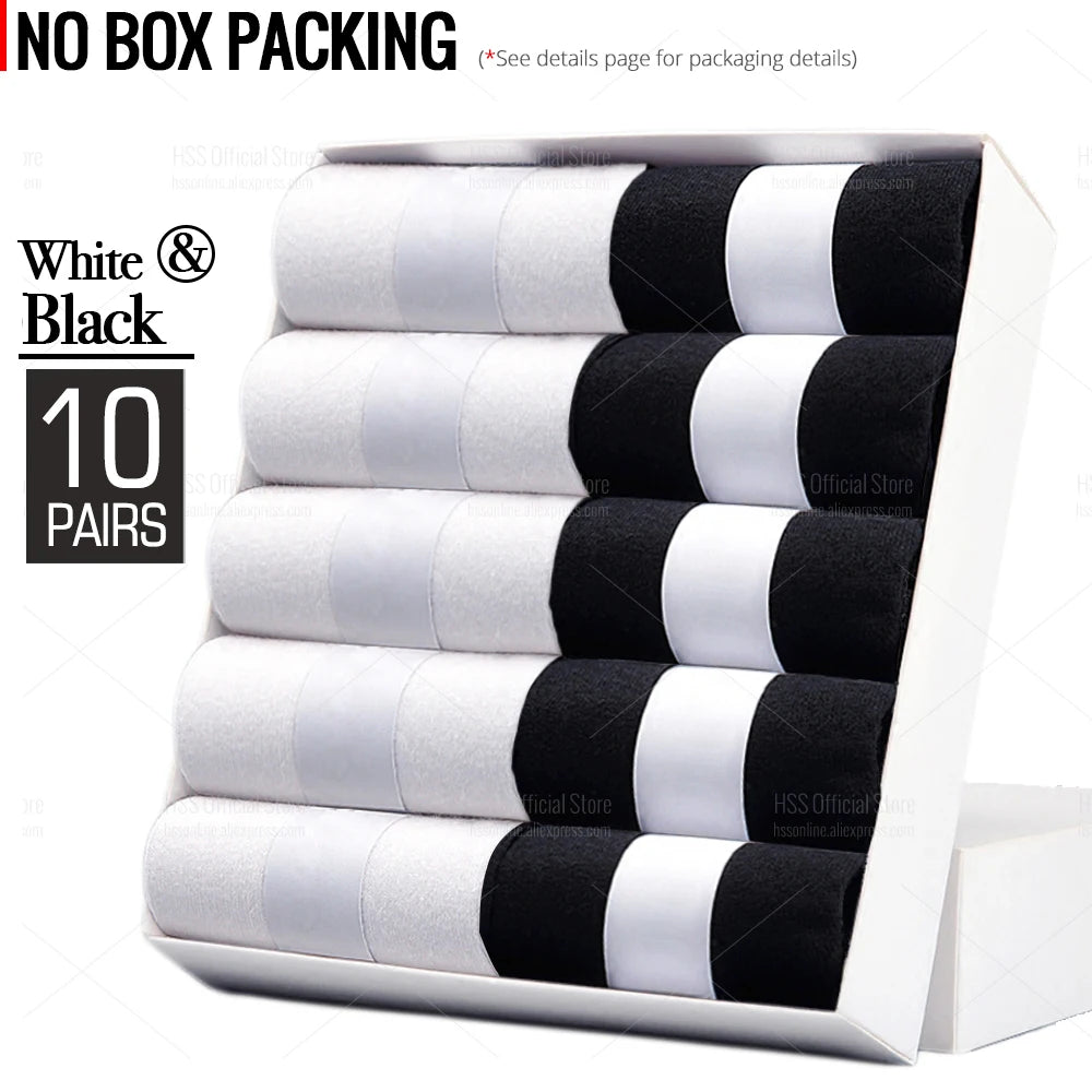 HSS 5/10 Pairs Men's Cotton Blend Socks Black Business Men Socks Soft Breathable Summer Winter for Male Socks Plus Size (6.5-14) Pi-Mart
