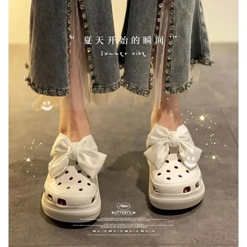 Cute Red Bow Shoe Charms for Crocs Designer DIY Bow-knot Wing Shoe Decorations High Quality Clogs Buckle Accessories New Fashion Pi-Mart