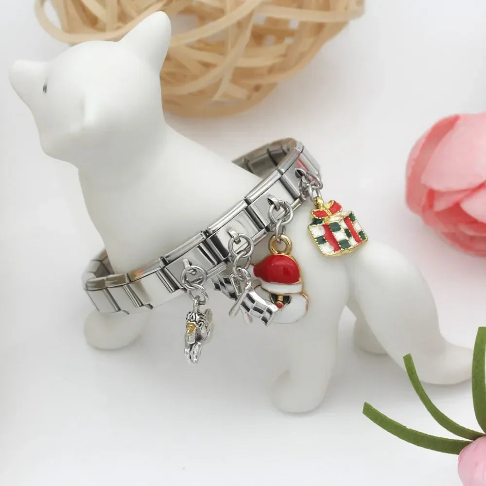 Hapiship 9mm Width Original Daisy Unicorn Angel Cup Santa Claus Italian Charm Fit Bracelet Stainless Steel Jewelry Making DJ050 Pi-Mart