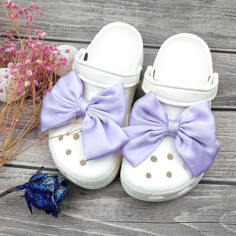 Cute Red Bow Shoe Charms for Crocs Designer DIY Bow-knot Wing Shoe Decorations High Quality Clogs Buckle Accessories New Fashion Pi-Mart