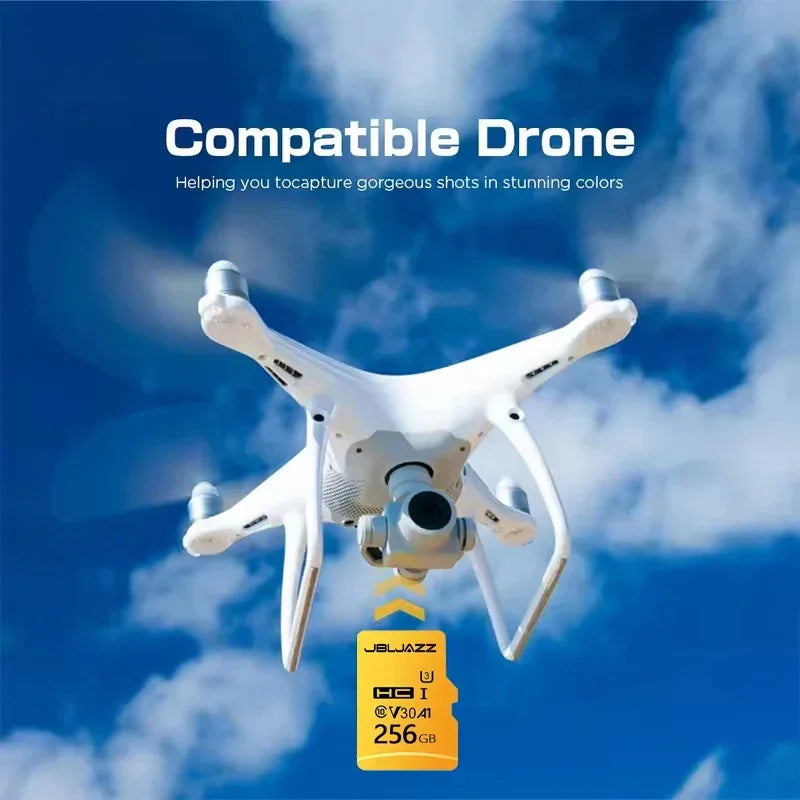 High Speed Micro TF SD Card 128GB 256GB Class 10 U3 V30 Up to 100MB/s for Camera Drone Driving Recorder Waterproof Memory Card Pi-Mart