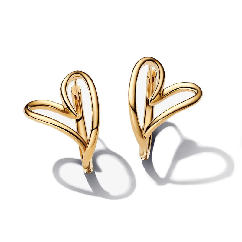 Hot Sale 925 Sterling Silver Heart Earrings Fit Original Charms Hoop Earrings For Women Girls Stud Earring Fine Jewelry Gifts Pi-Mart