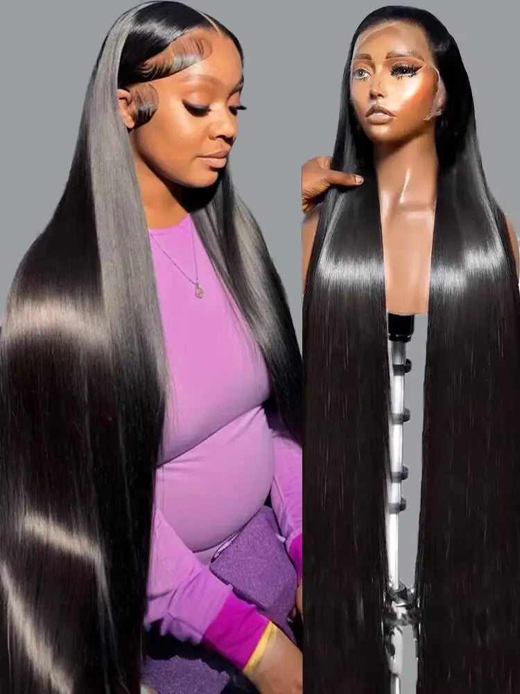 40 46 Inch 200 Density Frontal Wig For Black Women Brazilian Wigs Human Hair 5x5 Bone Straight HD Transparent Lace Front Wigs LadyShow.Store