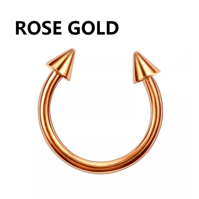 1PC metal Horseshoe Fake Nose Ring C Clip Septum Lip stainless steel Real Piercing Nose Rings Hoop For Women Men Jewelry Pi-Mart