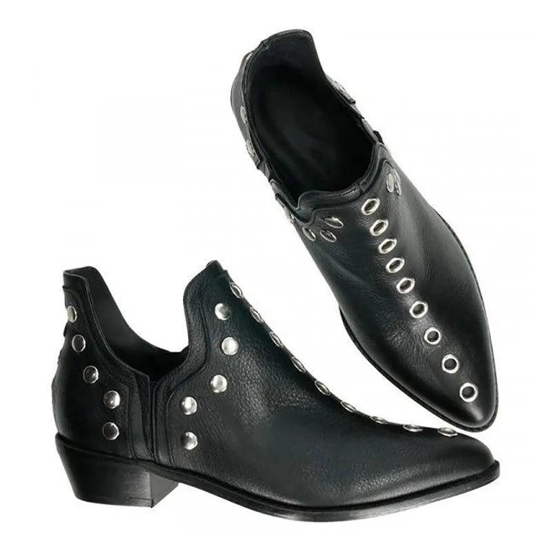 Women's Ankle Boots Autumn New Versatile Pointed Rivet Personalized Short Boots for Women Plus Size43 LadyShow.Store