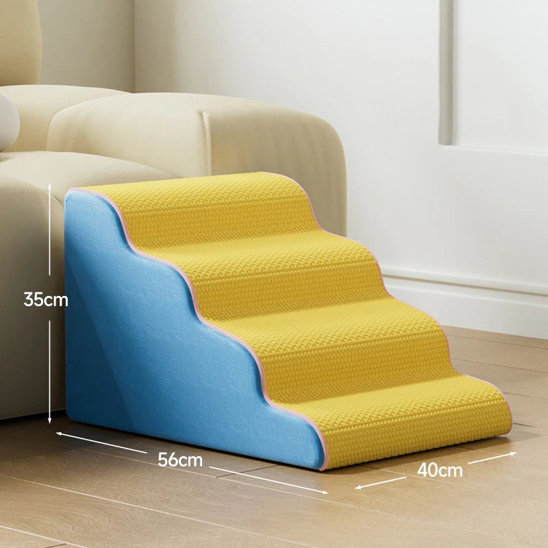 Dog Cat Ramp Ladder 3/4 Step Pet Stair Memory Foam Sponge Dogs Sofa Removable and Washable Training Pet Ramp Stairs Pet Supplies Pi-Mart