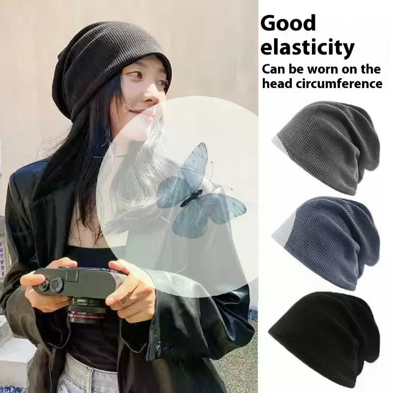 Casual Keep Warm Thin Knit Hat Cute Outdoor Cold Cap Ear Protection Warm Stack Hat For Men Women Pi-Mart