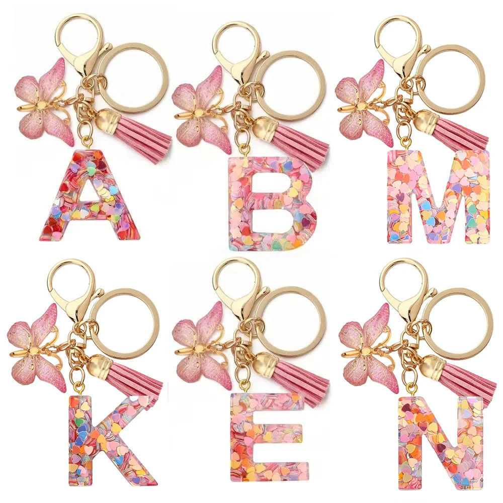 Fashion DIY A-Z Letters keychain Metal Holder Pendent Key Chain Women Car Key Ring Simple Letter Name Key Party Gift Jewelry Pi-Mart