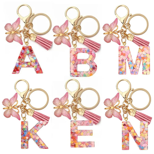Fashion DIY A-Z Letters keychain Metal Holder Pendent Key Chain Women Car Key Ring Simple Letter Name Key Party Gift Jewelry Pi-Mart