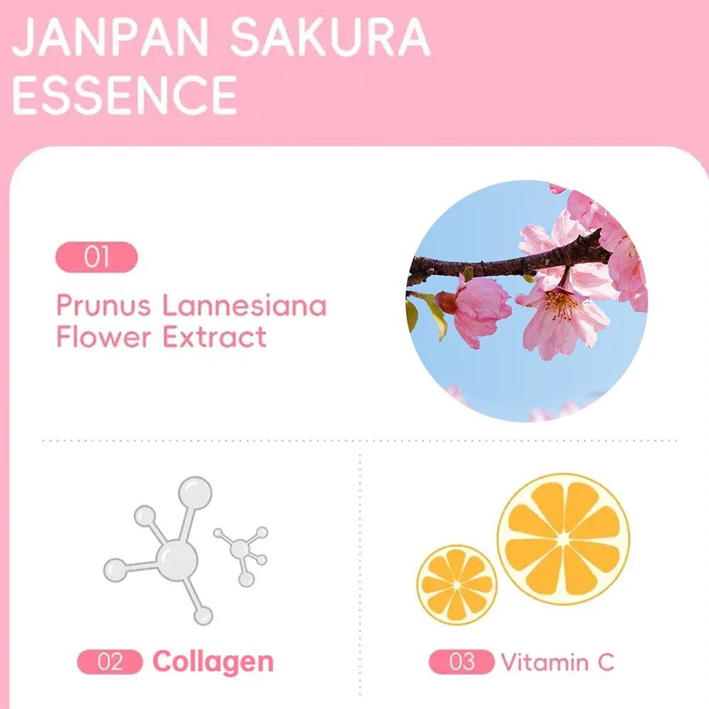 SEYHZE Sakura Collagen Essence + Moisturizing Cream Facial Care Set - 2pcs Packed with Collagen Peptides Vitamin C/E Aloe Niacin Pi-Mart