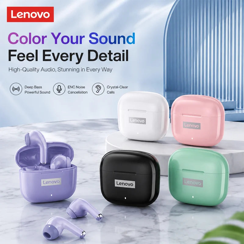 Lenovo LP40 Pro TWS Bluetooth 5.4 Wireless Headphones HiFi Stereo Earphones Gaming Sports Touch Control HD Call With Mic Earbuds Pi-Mart