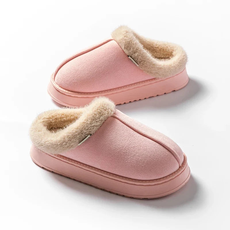 Fashion Women Fluffy Slippers for Autumn and Winter Indoor EVA Thick Sole Anti-Slip and Warm Unisex Slippers for Winter LadyShow.Store